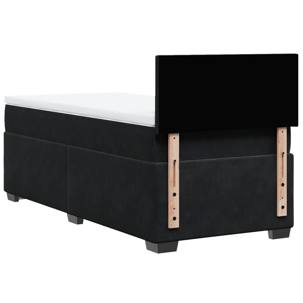 Κρεβάτι Boxspring με Στρώμα Μαύρο 90x200 εκ. Βελούδινο - Pakobazaar