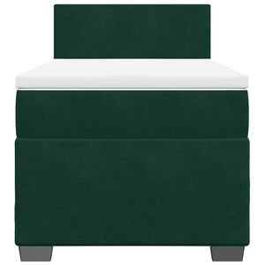 Κρεβάτι Boxspring με Στρώμα Σκούρο Πράσινο 90x200 εκ. Βελούδινο - Pakobazaar