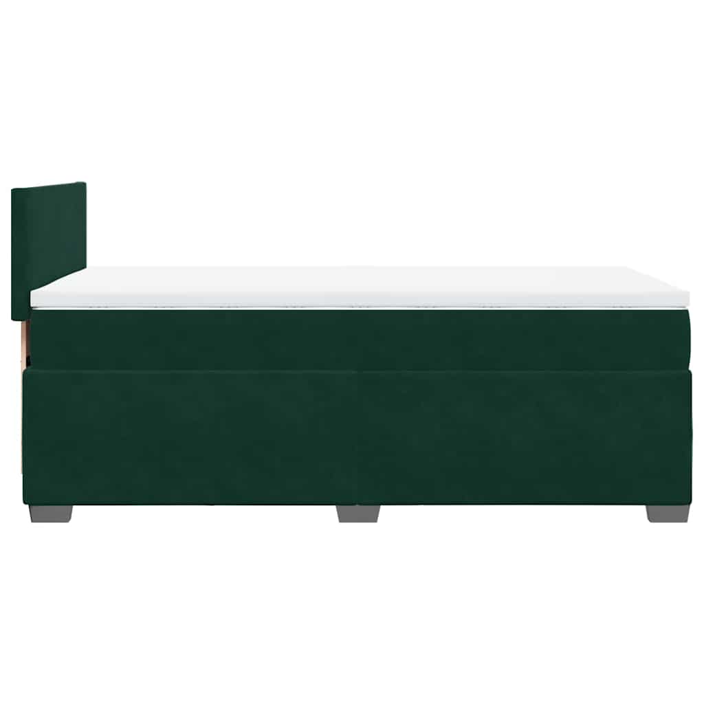 Κρεβάτι Boxspring με Στρώμα Σκούρο Πράσινο 90x200 εκ. Βελούδινο - Pakobazaar