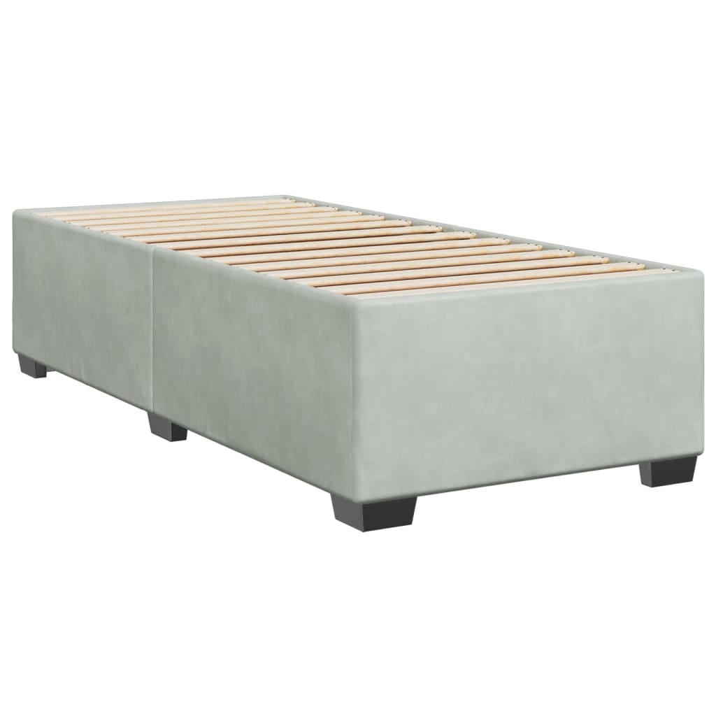 Κρεβάτι Boxspring με Στρώμα Ανοιχτό Γκρι 90x200 εκ. Βελούδινο - Pakobazaar