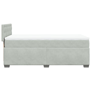 Κρεβάτι Boxspring με Στρώμα Ανοιχτό Γκρι 90x200 εκ. Βελούδινο - Pakobazaar