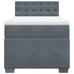 Κρεβάτι Boxspring με Στρώμα Σκούρο Γκρι 90x200 εκ. Βελούδινο - Pakobazaar