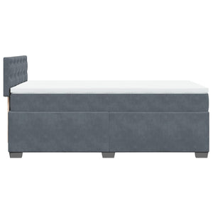 Κρεβάτι Boxspring με Στρώμα Σκούρο Γκρι 90x200 εκ. Βελούδινο - Pakobazaar