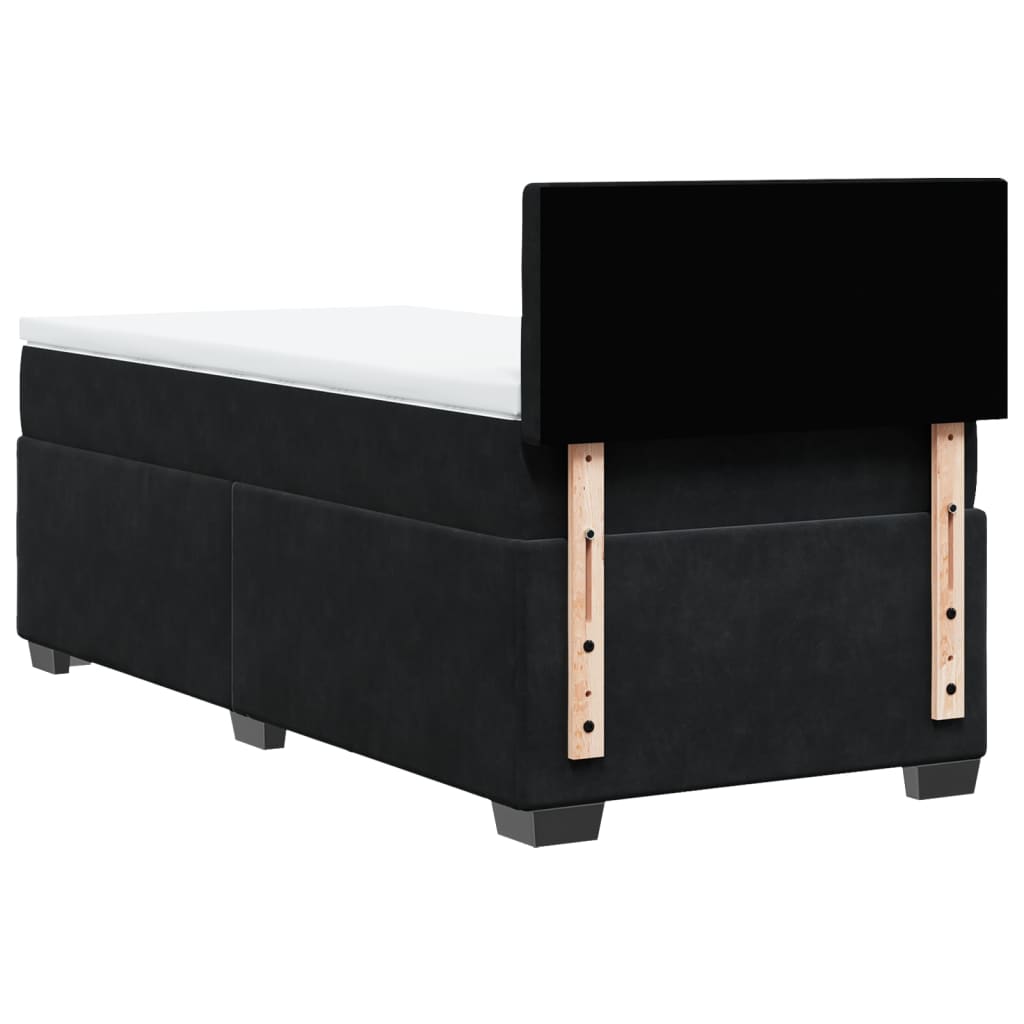 Κρεβάτι Boxspring με Στρώμα Μαύρο 90x200 εκ. Βελούδινο - Pakobazaar