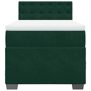 Κρεβάτι Boxspring με Στρώμα Σκούρο Πράσινο 90x200 εκ. Βελούδινο - Pakobazaar