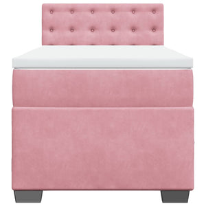 Κρεβάτι Boxspring με Στρώμα Ροζ 90x200 εκ. Βελούδινο