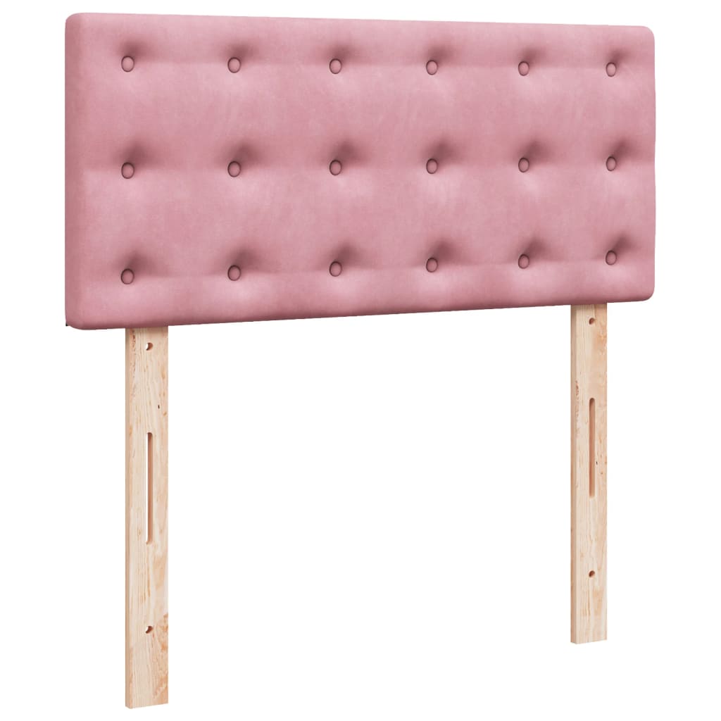 Κρεβάτι Boxspring με Στρώμα Ροζ 90x200 εκ. Βελούδινο