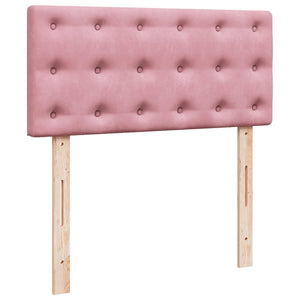 Κρεβάτι Boxspring με Στρώμα Ροζ 90x200 εκ. Βελούδινο