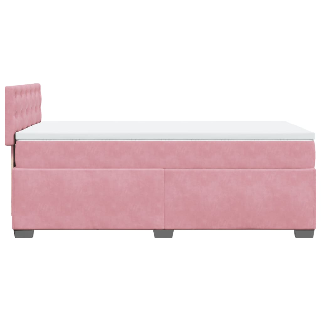 Κρεβάτι Boxspring με Στρώμα Ροζ 90x200 εκ. Βελούδινο