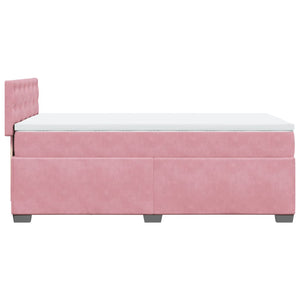 Κρεβάτι Boxspring με Στρώμα Ροζ 90x200 εκ. Βελούδινο