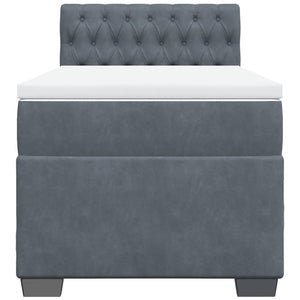 Κρεβάτι Boxspring με Στρώμα Σκούρο Γκρι 90x200 εκ. Βελούδινο - Pakobazaar