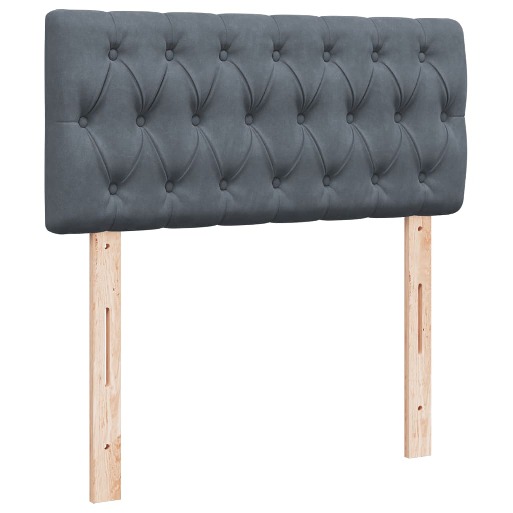 Κρεβάτι Boxspring με Στρώμα Σκούρο Γκρι 90x200 εκ. Βελούδινο - Pakobazaar