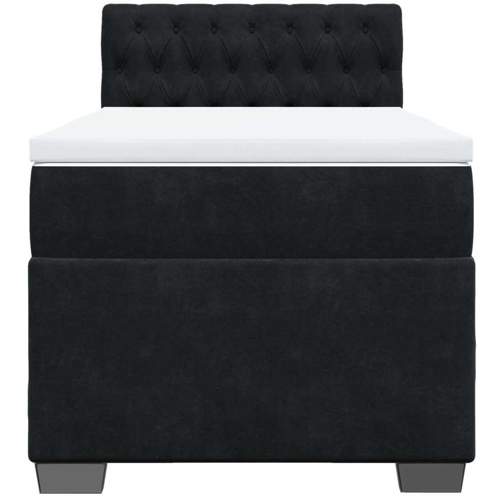Κρεβάτι Boxspring με Στρώμα Μαύρο 90x200 εκ. Βελούδινο - Pakobazaar