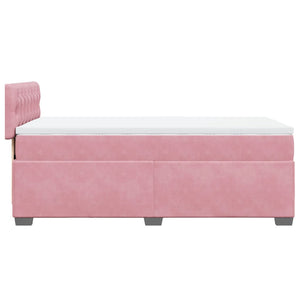 Κρεβάτι Boxspring με Στρώμα Ροζ 90x200 εκ. Βελούδινο