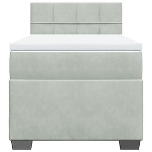 Κρεβάτι Boxspring με Στρώμα Ανοιχτό Γκρι 90x200 εκ. Βελούδινο - Pakobazaar