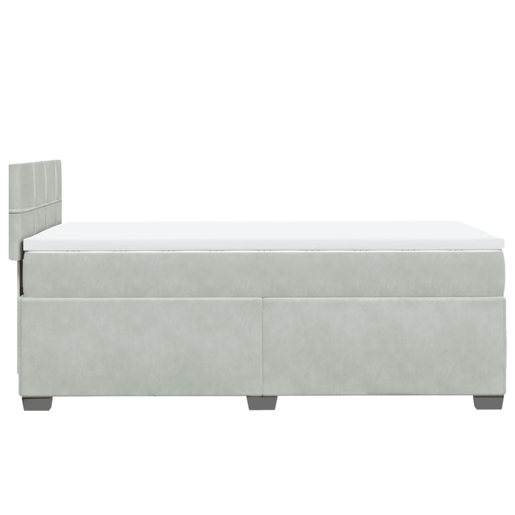 Κρεβάτι Boxspring με Στρώμα Ανοιχτό Γκρι 90x200 εκ. Βελούδινο - Pakobazaar