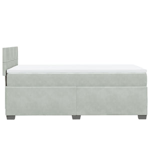Κρεβάτι Boxspring με Στρώμα Ανοιχτό Γκρι 90x200 εκ. Βελούδινο - Pakobazaar