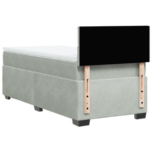 Κρεβάτι Boxspring με Στρώμα Ανοιχτό Γκρι 90x200 εκ. Βελούδινο - Pakobazaar