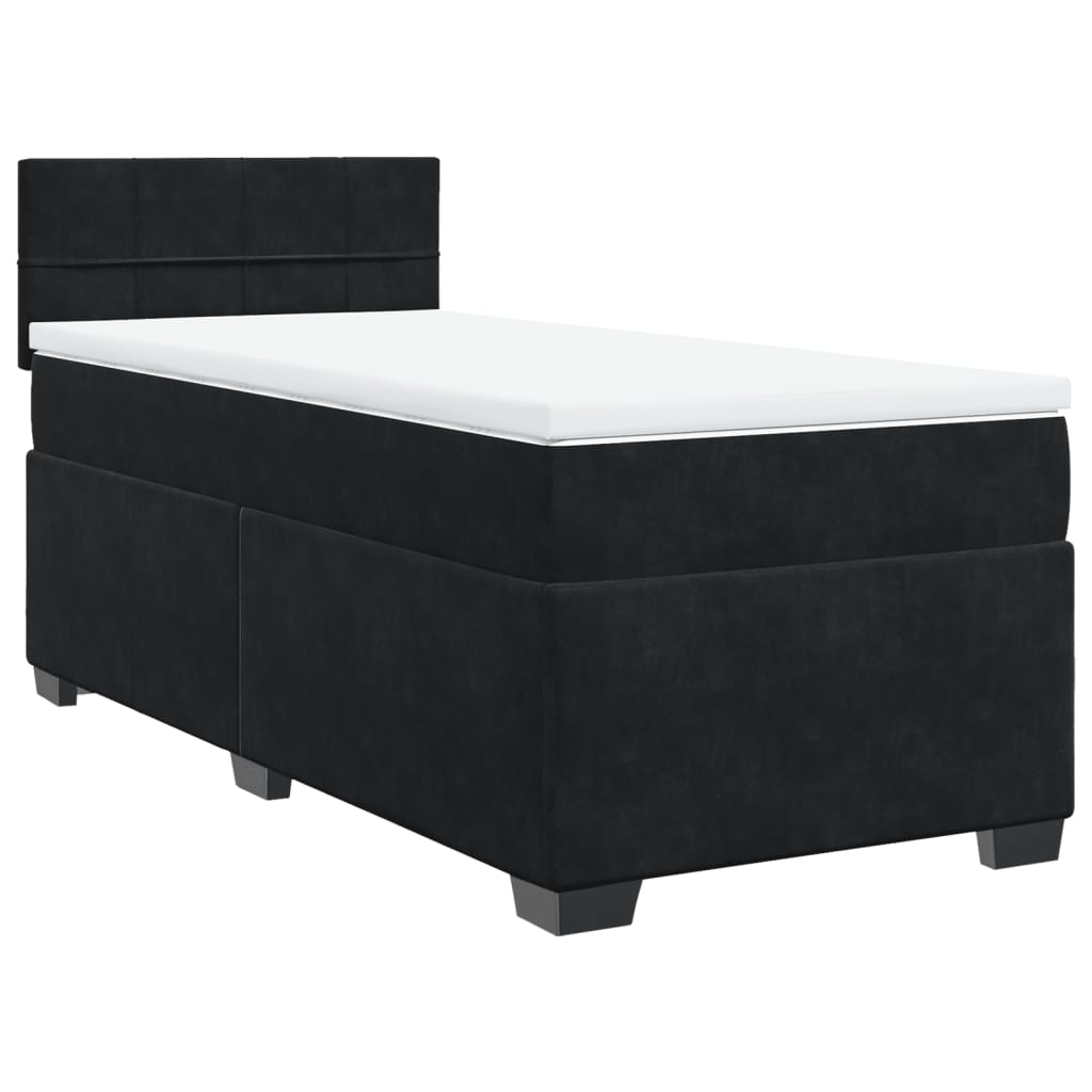 Κρεβάτι Boxspring με Στρώμα Μαύρο 90x200 εκ. Βελούδινο - Pakobazaar
