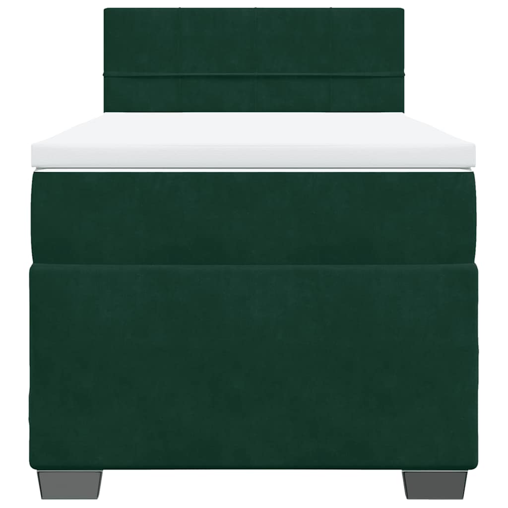 Κρεβάτι Boxspring με Στρώμα Σκούρο Πράσινο 90x200 εκ. Βελούδινο - Pakobazaar
