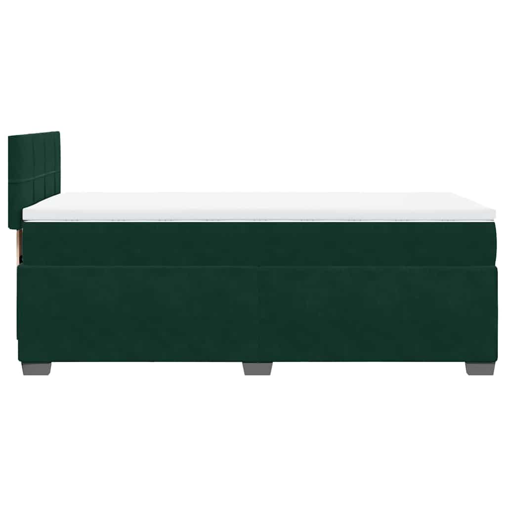 Κρεβάτι Boxspring με Στρώμα Σκούρο Πράσινο 90x200 εκ. Βελούδινο - Pakobazaar