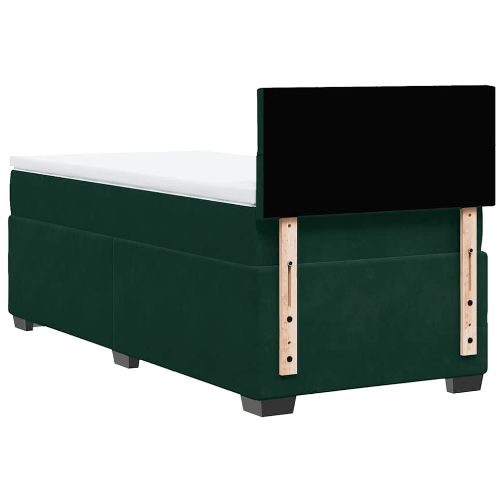 Κρεβάτι Boxspring με Στρώμα Σκούρο Πράσινο 90x200 εκ. Βελούδινο - Pakobazaar