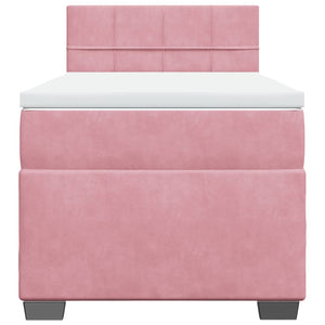 Κρεβάτι Boxspring με Στρώμα Ροζ 90x200 εκ. Βελούδινο