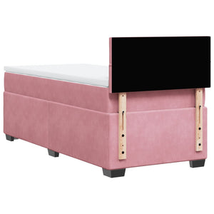 Κρεβάτι Boxspring με Στρώμα Ροζ 90x200 εκ. Βελούδινο