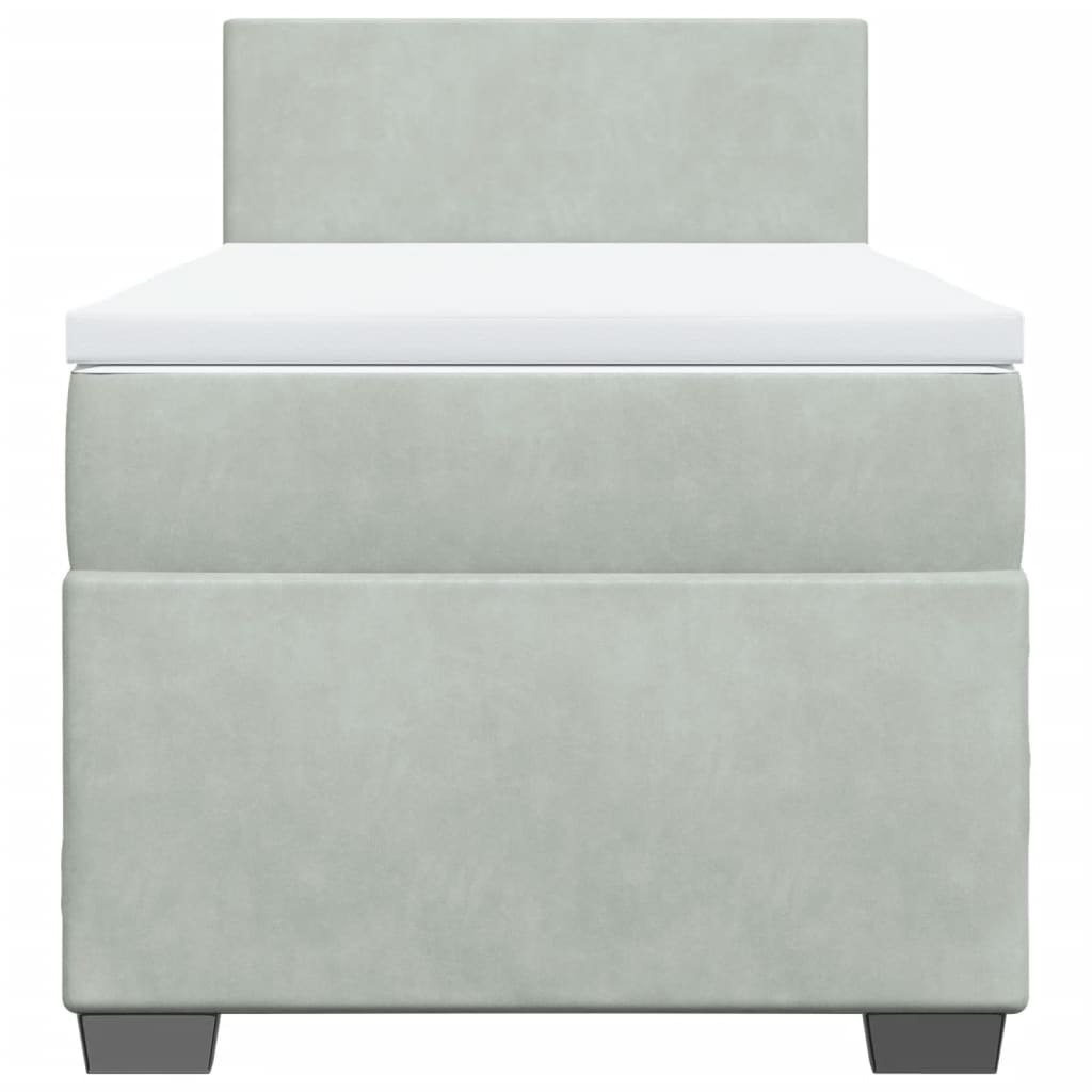 Κρεβάτι Boxspring με Στρώμα Ανοιχτό Γκρι 100x200 εκ. Βελούδινο