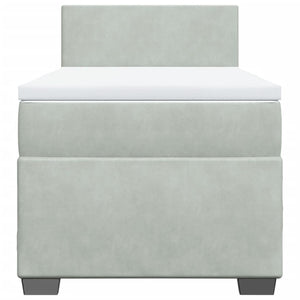 Κρεβάτι Boxspring με Στρώμα Ανοιχτό Γκρι 100x200 εκ. Βελούδινο