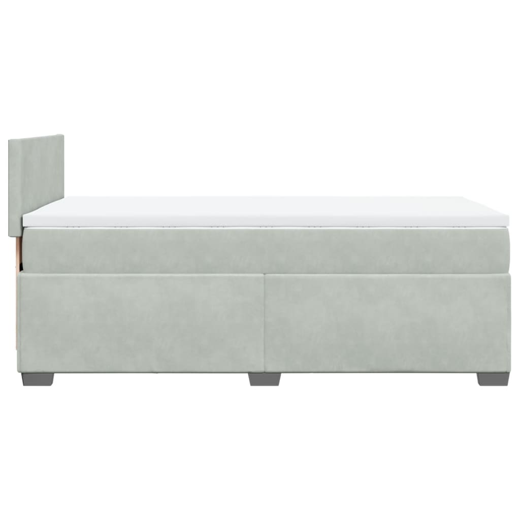 Κρεβάτι Boxspring με Στρώμα Ανοιχτό Γκρι 100x200 εκ. Βελούδινο