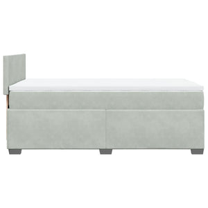 Κρεβάτι Boxspring με Στρώμα Ανοιχτό Γκρι 100x200 εκ. Βελούδινο