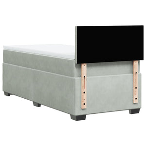 Κρεβάτι Boxspring με Στρώμα Ανοιχτό Γκρι 100x200 εκ. Βελούδινο