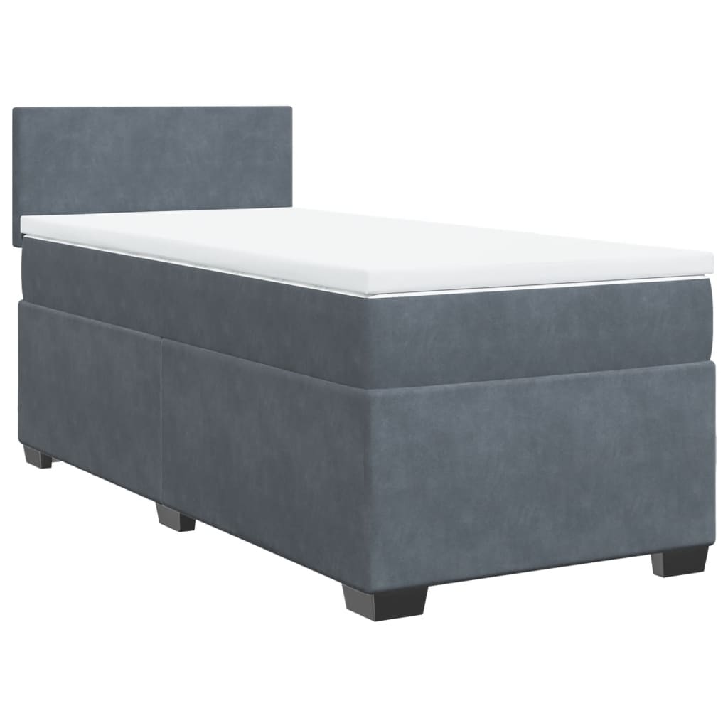 Κρεβάτι Boxspring με Στρώμα Σκούρο Γκρι 100x200 εκ. Βελούδινο
