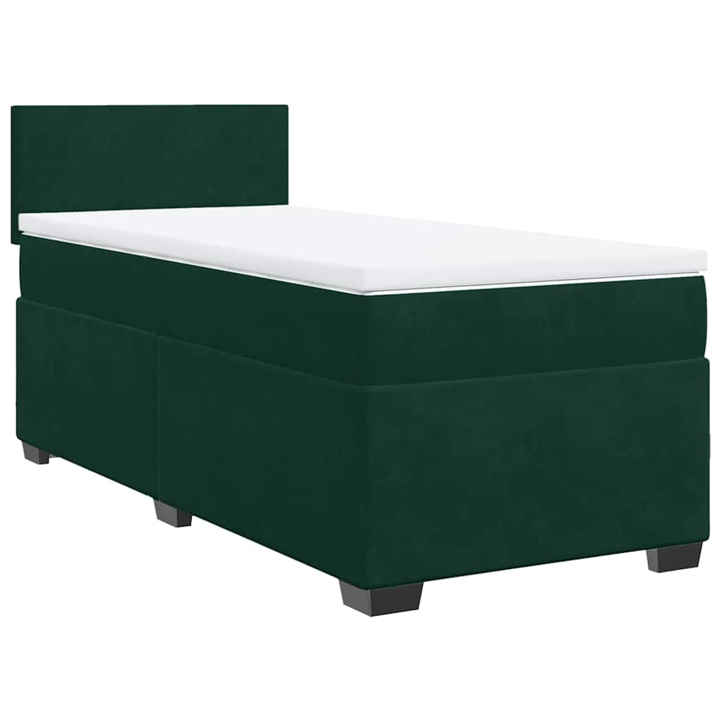 Κρεβάτι Boxspring με Στρώμα Σκούρο Πράσινο 100x200εκ. Βελούδινο