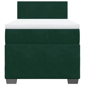 Κρεβάτι Boxspring με Στρώμα Σκούρο Πράσινο 100x200εκ. Βελούδινο