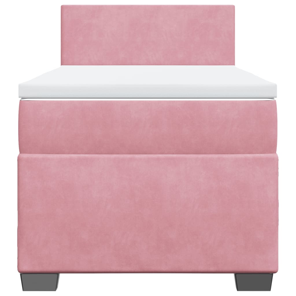 Κρεβάτι Boxspring με Στρώμα Ροζ 100x200 εκ. Βελούδινο - Pakobazaar