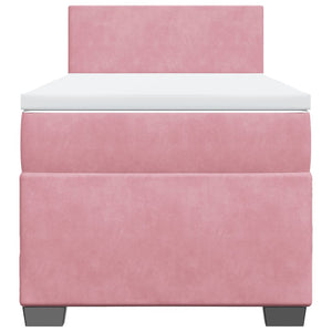 Κρεβάτι Boxspring με Στρώμα Ροζ 100x200 εκ. Βελούδινο - Pakobazaar