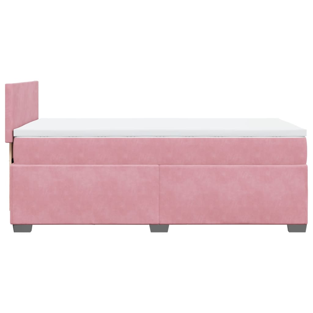 Κρεβάτι Boxspring με Στρώμα Ροζ 100x200 εκ. Βελούδινο - Pakobazaar