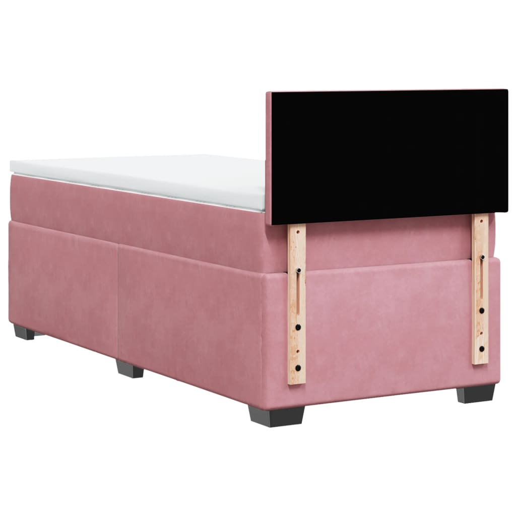 Κρεβάτι Boxspring με Στρώμα Ροζ 100x200 εκ. Βελούδινο - Pakobazaar