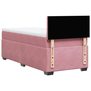 Κρεβάτι Boxspring με Στρώμα Ροζ 100x200 εκ. Βελούδινο - Pakobazaar
