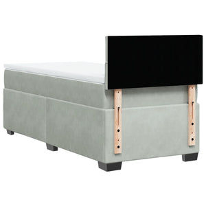 Κρεβάτι Boxspring με Στρώμα Ανοιχτό Γκρι 100x200 εκ. Βελούδινο - Pakobazaar