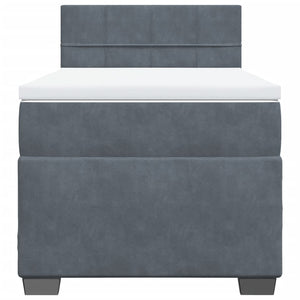 Κρεβάτι Boxspring με Στρώμα Σκούρο Γκρι 100x200 εκ. Βελούδινο
