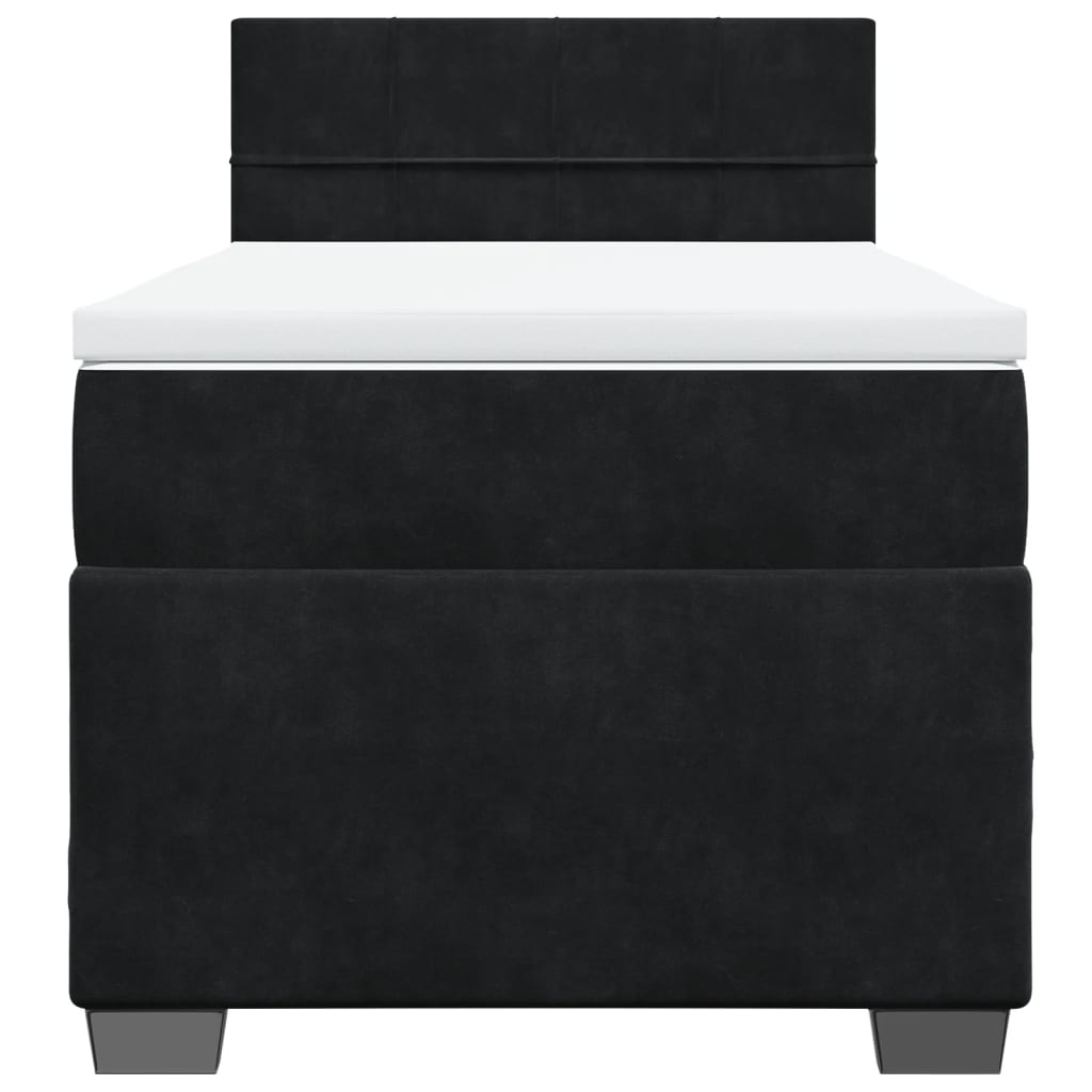 Κρεβάτι Boxspring με Στρώμα Μαύρο 100x200 εκ. Βελούδινο