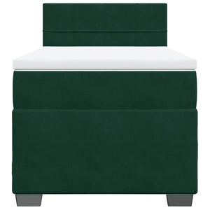 Κρεβάτι Boxspring με Στρώμα Σκούρο Πράσινο 100x200εκ. Βελούδινο