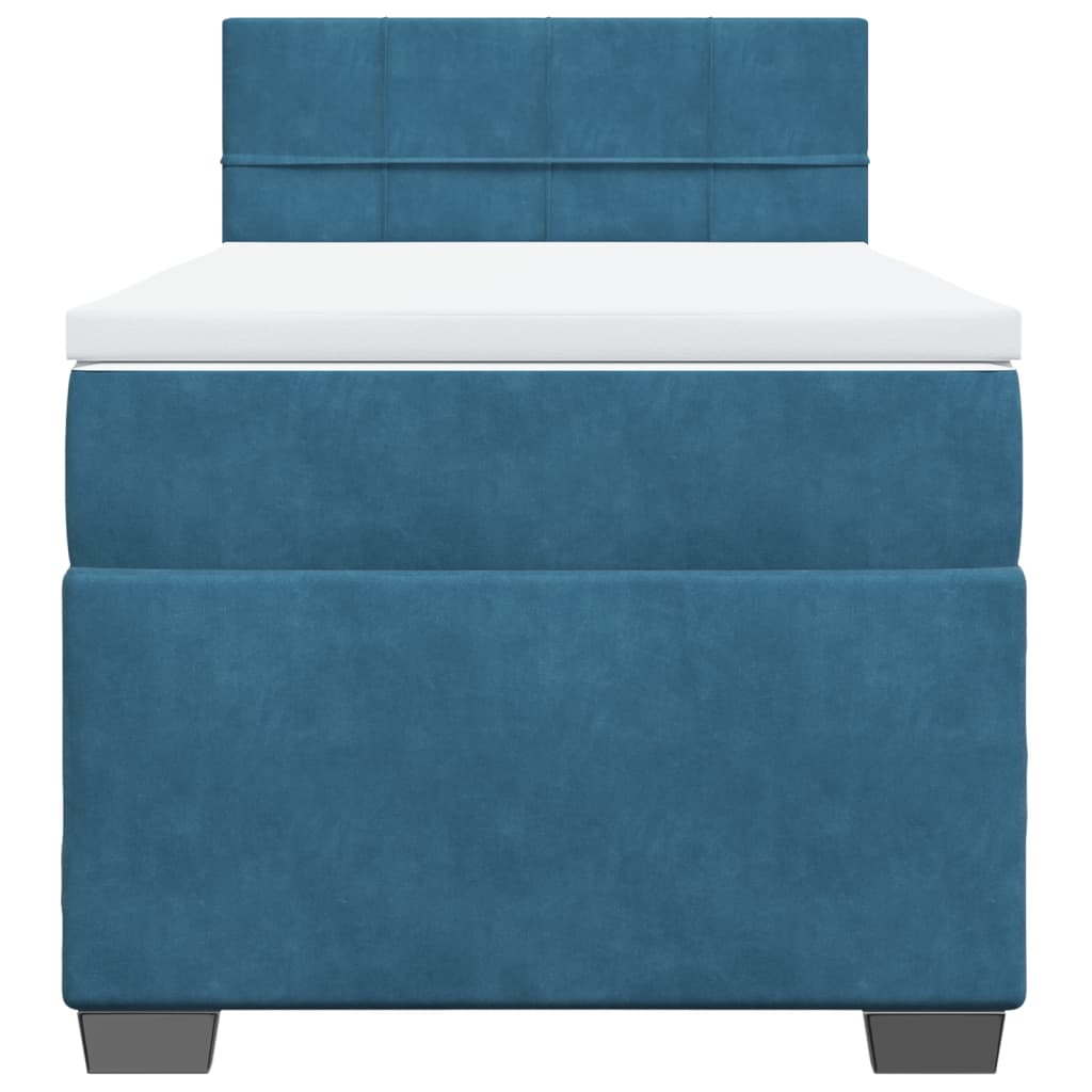Κρεβάτι Boxspring με Στρώμα Σκούρο Μπλε 100x200 εκ. Βελούδινο