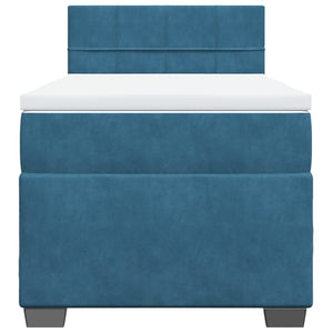 Κρεβάτι Boxspring με Στρώμα Σκούρο Μπλε 100x200 εκ. Βελούδινο