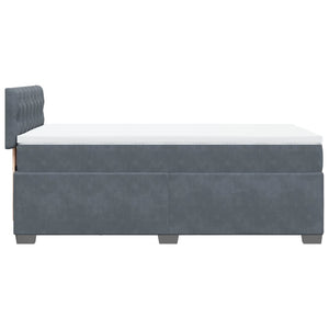 Κρεβάτι Boxspring με Στρώμα Σκούρο Γκρι 100x200 εκ. Βελούδινο