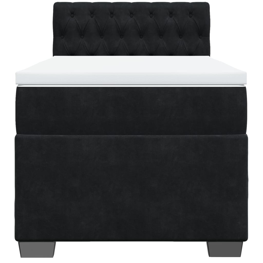 Κρεβάτι Boxspring με Στρώμα Μαύρο 100x200 εκ. Βελούδινο