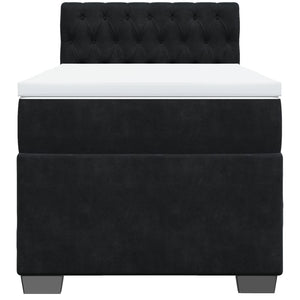 Κρεβάτι Boxspring με Στρώμα Μαύρο 100x200 εκ. Βελούδινο